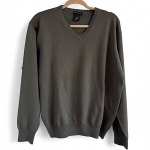 Club Monaco Charcoal Dark Grey V-Neck Wool Sweater Large